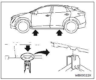 Nissan Ariya. Elevación del vehículo con el gato y reemplazo de neumáticos